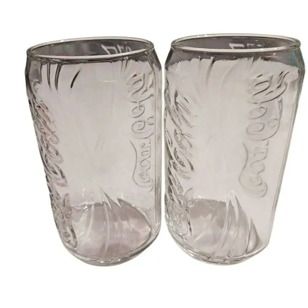 COCA COLA CAN SHAPED GLASSES Vintage Kitchen drink wear set of 2